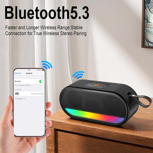 Dyurwa 24W 5.3, 10H IPX6 Bluetooth Speaker with Dual Speaker, HD Loud Sound, Portable Outdoor Wireless Punchy Bass
