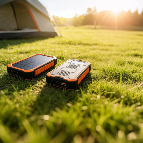 LUMINFLY 10000Mah Portable Outdoor Phone Charger, Solar Power Bank, with Dual USB Ports, Shockproof, Dustproof, Orange