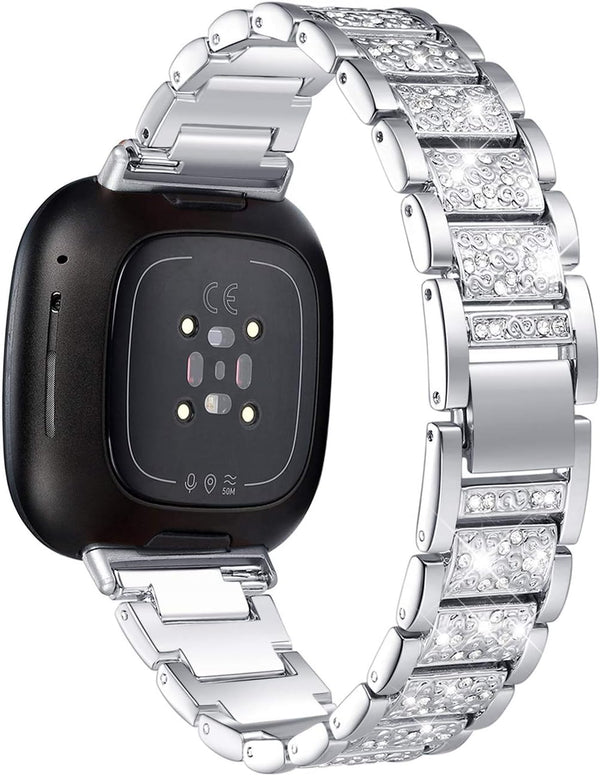 Bling Bands for Fitbit Sense 2/Sense/Versa 4/Versa 3 - Women Replacement Wristbands, Dressy Luxurious Bracelet for
