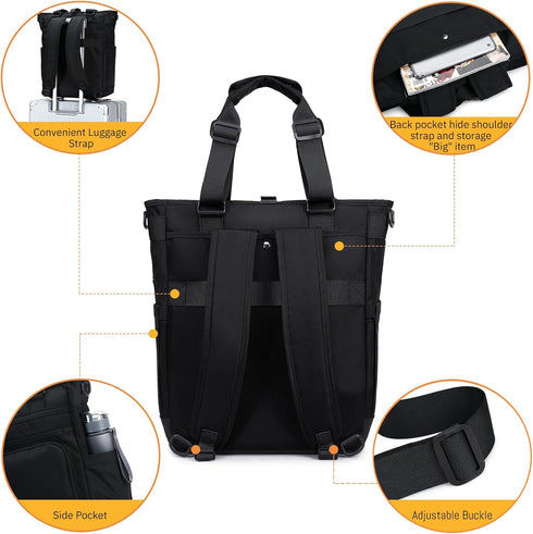 Backpack Backpack, 15.6" mygreen Tokyo Tote Messenger Convertible Tote Bag and Fits Laptop