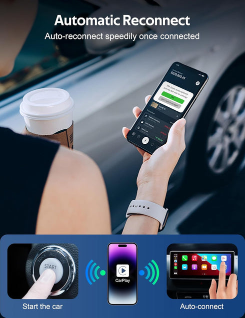 Wireless CarPlay Adapter, Convert Wired to Wireless Dongle, Plug & Play for Factory OEM Wired CarPlay, Fit for iPhone