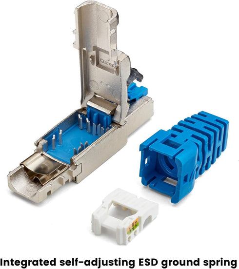 trueCABLE Cat6A Toolless Field Termination Plug, Shielded (STP), 6 Pack, PoE++ Certified