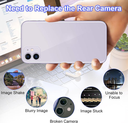 Main Rear Camera Module for iPhone 11, 12MP Replacement with Repair Tools for Models A2221 A2111 A2223