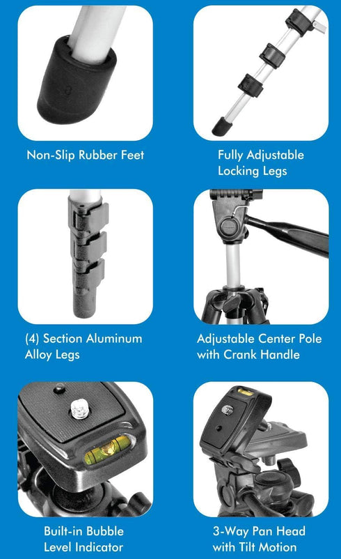Ultimaxx Lightweight Portable Camera Tripod Stand with Carrying Bag for Sony, Nikon, Canon, Olympus, 50"