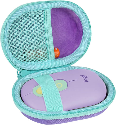 co2CREA Hard Case Replacement for Logitech POP Wireless Mouse, Purple Case + Daydream Mint Zipper