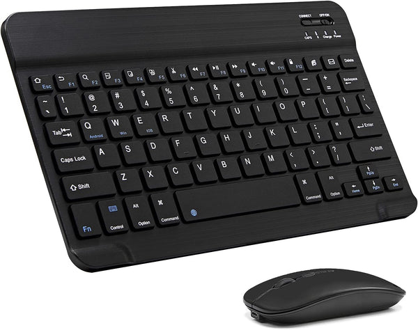Ultra-Slim Bluetooth Keyboard and Mouse Combo, Rechargeable Portable Wireless Keyboard Mouse Set for Apple iPad iPhone