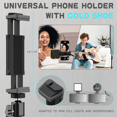 UBeesize 92’’ Cell Phone Tripod Stand with 16.5’’ Gooseneck, Remote, Adjustable 360° Ball Head for iPhone 14 Pro