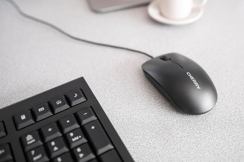Cherry Corded Mouse, Durable Office Mouse with 3-Button and Scroll Wheel, USB Plug N Play