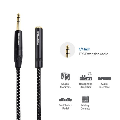 Cable Matters 6 ft Braided 1/4 Inch Extension Cable (1/4 TRS to 1/4 Inch Male to Female)