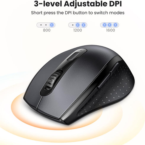 UGREEN 2.4GHz 1600 Wireless Mouse Ergonomic DPI USB Receiver Compatible with Windows Mac Linux Chromebook Laptop PC