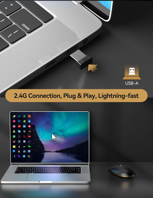 TECKNET Silent Wireless Computer Mouse, 2.4Ghz USB-A, 4800 DPI Ambidextrous Quiet Click Mouse for Travel