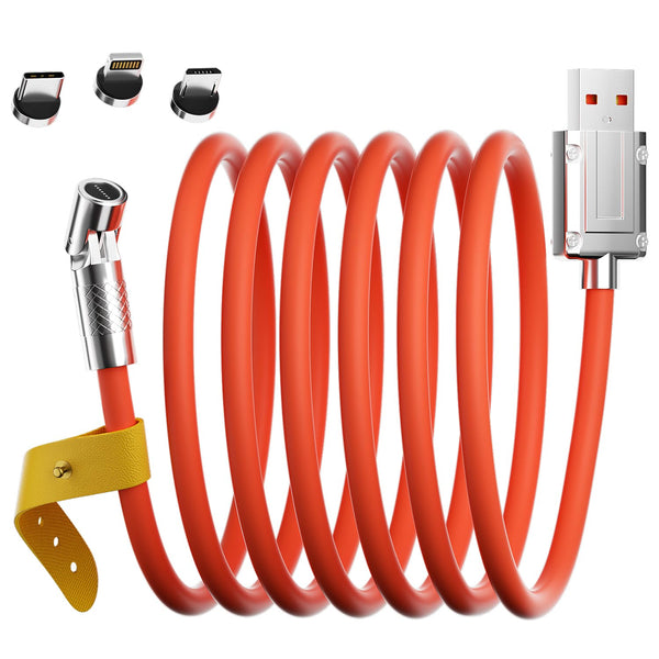AICase 120W Magnetic Charging Cable, 540 Rotating Magnetic iPhone Charger Cord, 3 in 1 Compatible with Lightning, Type