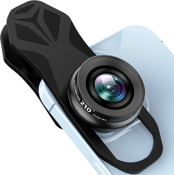 210° Fisheye Lens, Professional Cell Phone Lens for iPhone, Samsung, Pixel, BlackBerry, iPad, Notebook, Fish Eye Lens