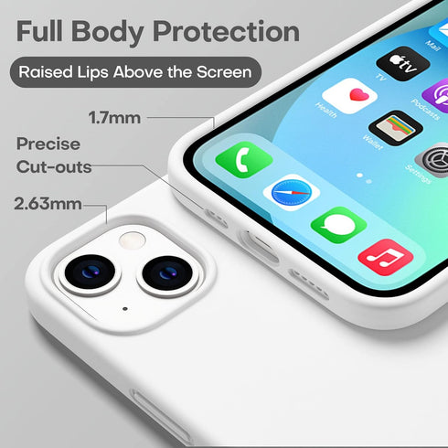 CellEver Ultra Durable Silicone Case for iPhone 13, 6.1 inch, White with Military Grade Protection & Soft Microfiber