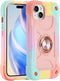 MARKILL iPhone 15 Plus Case (6.7") - Rugged Heavy Duty, Military Grade Drop Protection, Rotate Ring Stand, Rainbow Pink.