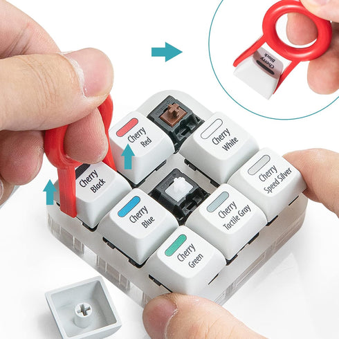 Cherry MX Key Switch Tester Mechanical Keyboard Sampler Tool Kit with Puller and O Rings (9-Key Printed PBT Keycap)