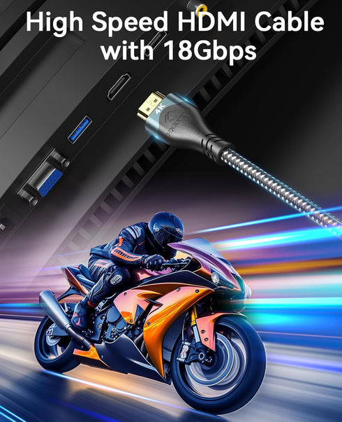 4K 65Ft, 2.0 (18Gbps), 4K@60Hz, 3D PS4/PS5 ect(19.81m) HDMI Cable Ultra High Speed HDMI Cable Cord Braided Gold Plated