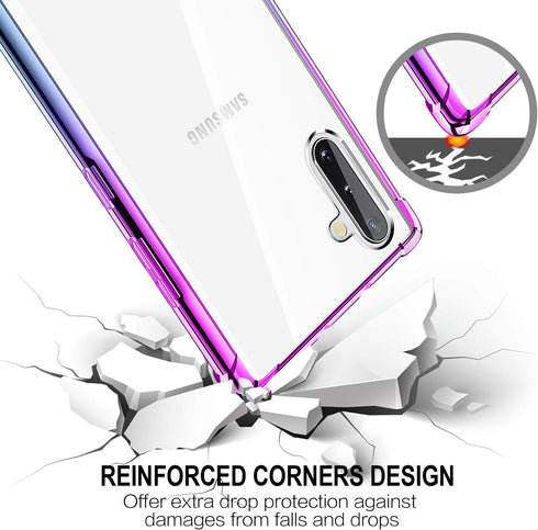 SALAWAT Galaxy Note 10 Case, Clear Cute Gradient Slim Phone Case Cover, Reinforced TPU Bumper Shockproof Protective
