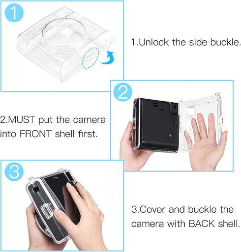 Fintie Clear Protective Case for Fujifilm Instax Mini 40 Instant Film Camera with Removable Shoulder Strap