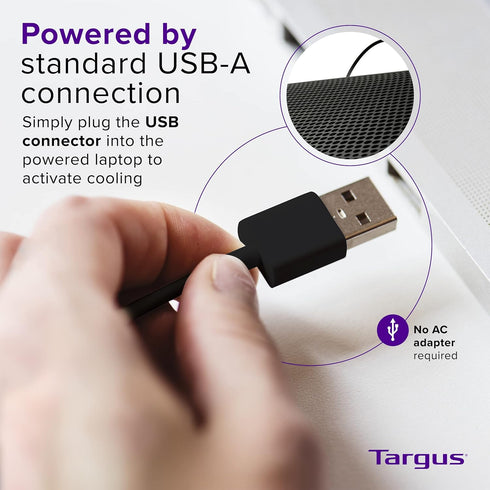 Targus 16 inch Laptop Cooling Pad - Dual Fan Lap Chill Mat, Heat Protection, USB-A Connection, Black (PA248U5)