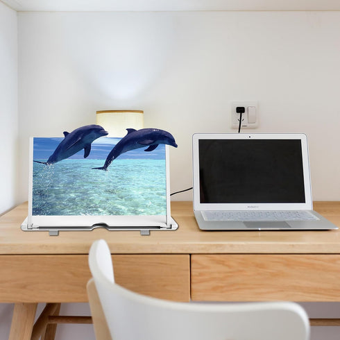12" Mobile Phone Screen Magnifier, 3D HD Projector Screen for Movies, Foldable Stand, Supports All Smartphones (White)