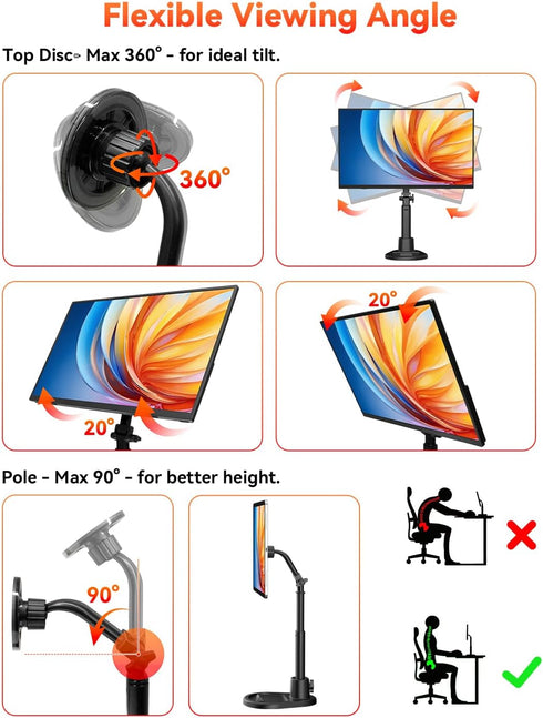 HotYeah 15.6-inch Adjustable Portable Magnetic Stand Holder for Portable Monitor/iPhone/Tablet, Stand Mount for iPad
