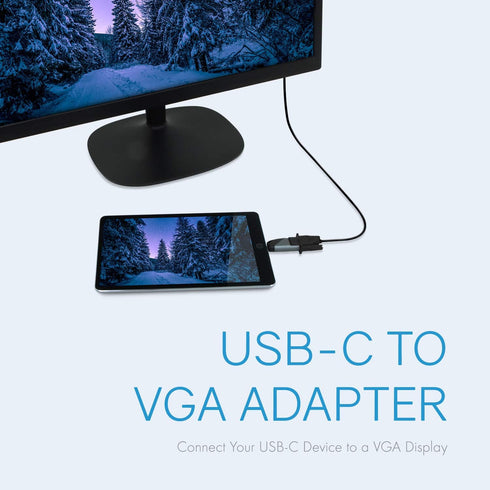 USB-C to VGA Adapter, USB Type C to VGA Travel Adapter, Compatible with MacBook Pro 2020, iPad Pro 2020, Black