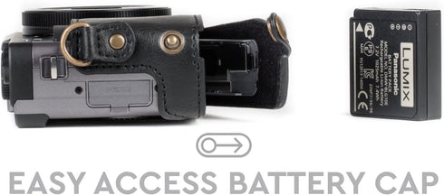 MegaGear MG1258 Ever Ready Leather Camera Case for Panasonic Lumix DC-ZS80/DC-ZS70/DC-TZ90 (Black)