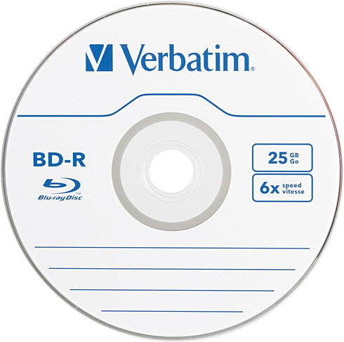 Verbatim 96910 BD-R 25GB 6X Blu-ray Recordable Media Disc, 1 Disc Jewel Case