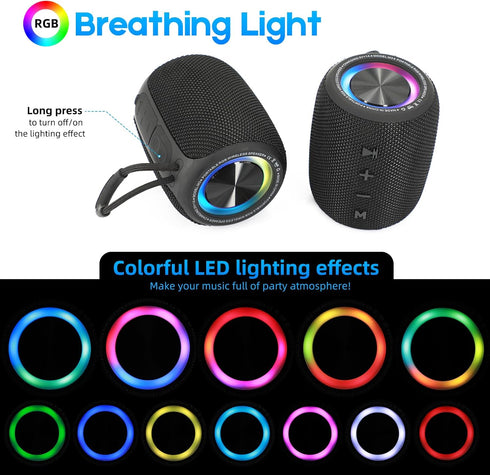 Portable Bluetooth Speaker, BT5.3 Wireless 20W Bass Diaphragms, IPX6 Waterproof, 16H Playtime, Supports FM Mode