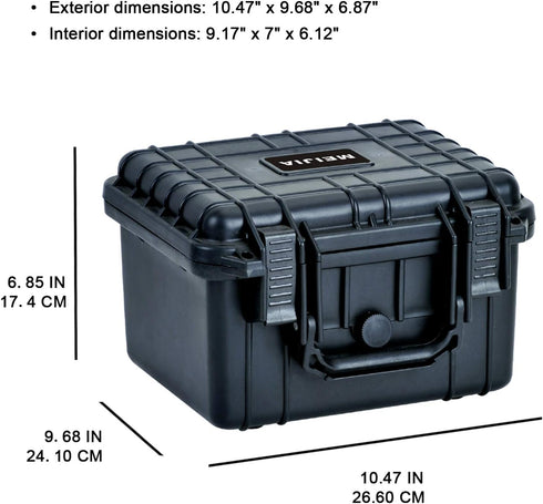 MEIJIA Portable All Weather Waterproof Camera Case with Foam, Fits Drones and Camera Equipment, 10.62 x 9.68 x 6.87