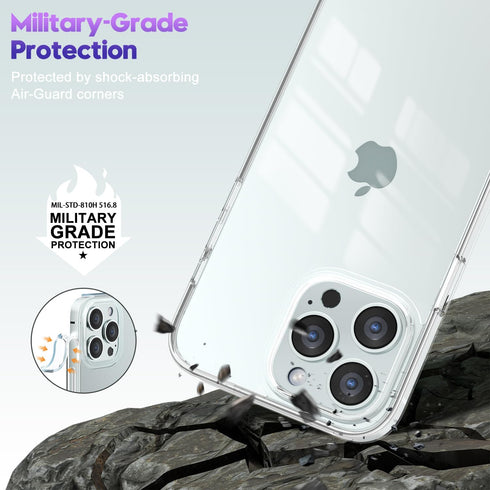 oakxco Transparent Hybrid Hard Shell Plastic & Soft Silicone Rubber Bumper Case for iPhone 15 Pro Max, Lightweight