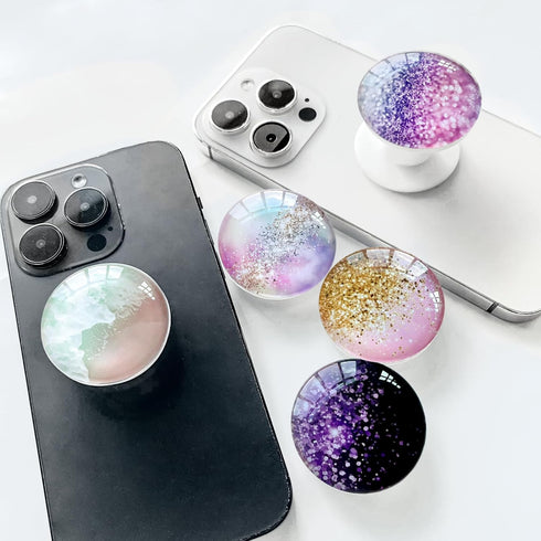 WUYULB Clear Crystal Glitter Collapsible Expandiing Moblile Phone Grip Stand Holder for Smartphones and Tablets Cell