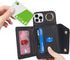 iPhone 12/12 Pro Case with Card Holder and Strap, Zipper Pocket, Crossbody Lanyard, Cute Wallet Case for Women (Black,