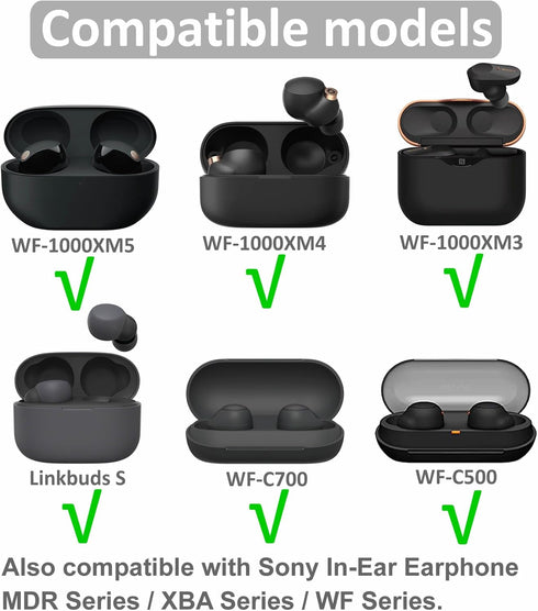 6 Pairs WF-1000XM5 Ear Tips, Small Medium Replacement Silicone Rubber Eartips Compatible with Sony WF-1000XM4