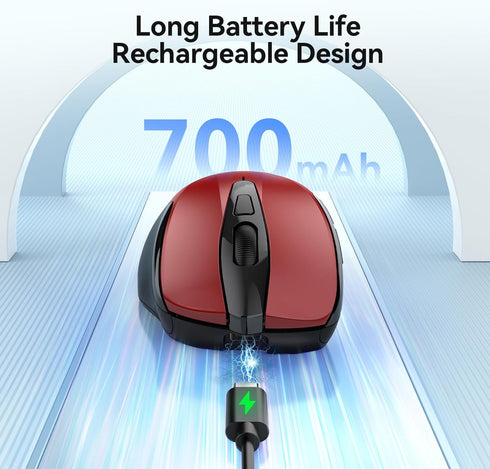 TECKNET (BT5.0/3.0 2.4G) 4800 6 Rechargeable Jiggler Wireless Mouse & DPI Silent USB A & Bluetooth Mouse Buttons, Wide