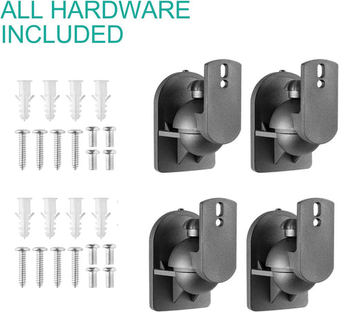 WALI Speaker Wall Mounts, Bookshelf Speaker Wall Mount Brackets, Surround Sound Speaker Mounts, 4 Pack, Black