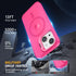 Hot Pink Magnetic Case for iPhone 13 & 14, Shockproof, Matte Scratch-Resistant, Built-in Stash Stand, Magsafe