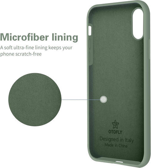 OTOFLY iPhone XR Case, Calke Green Soft Silicone Bumper, Full-Body Protection for Apple iPhone XR 6.1 inch.