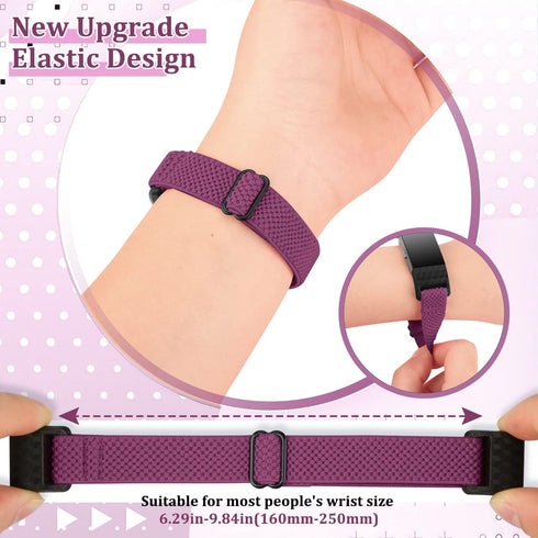 Elastic Bands for Fitbit Charge 2, Adjustable Stretchy Soft Nylon Solo Loop Replacement Strap for Women Men
