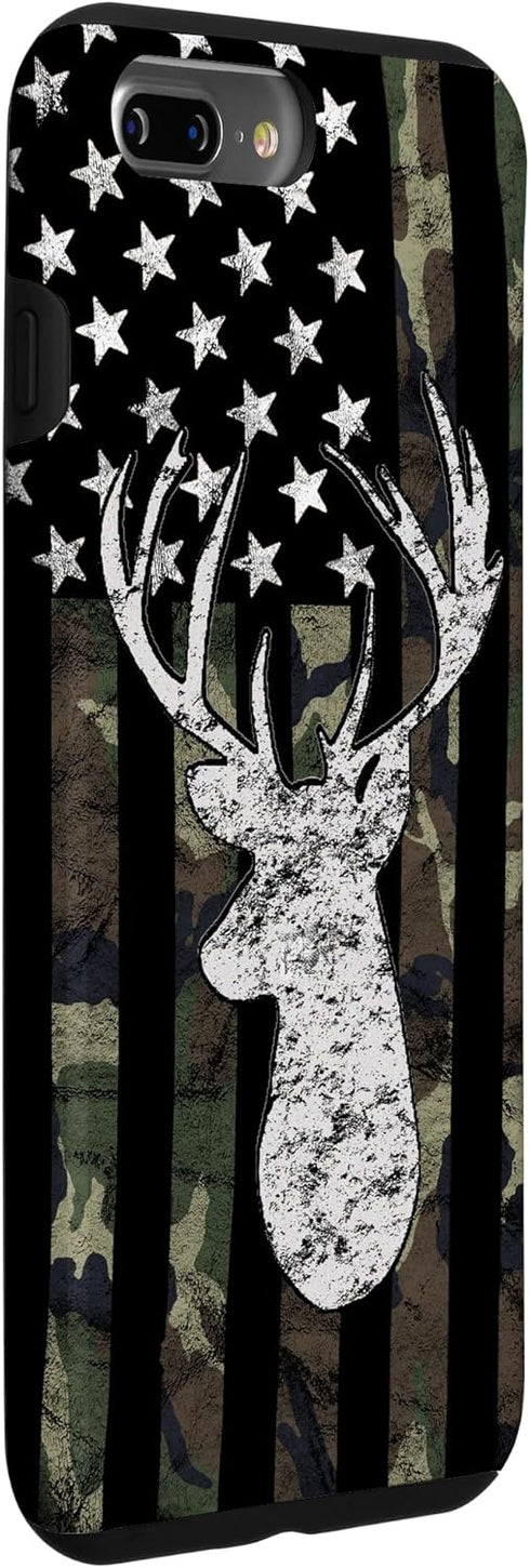Camouflage American Flag Deer Hunting Whitetail Buck Case for iPhone 7 Plus/8 Plus