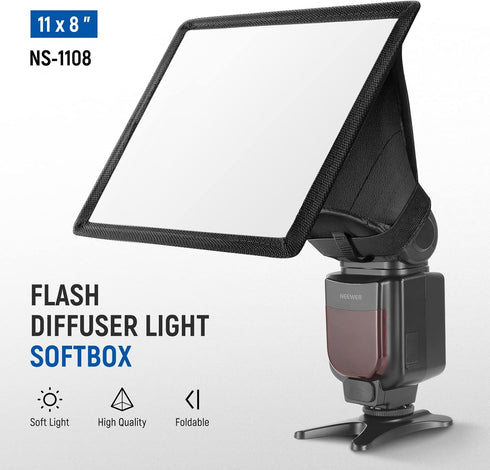 NEEWER 11" x 8" Flash Diffuser Light Softbox, Universal and Collapsible with Storage Pouch