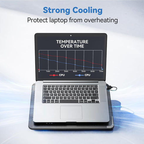 TECKNET Black Laptop Cooling Pad - Portable Slim USB Powered Stand with 3 Blue LED Fans, Fits 12-17 Inches