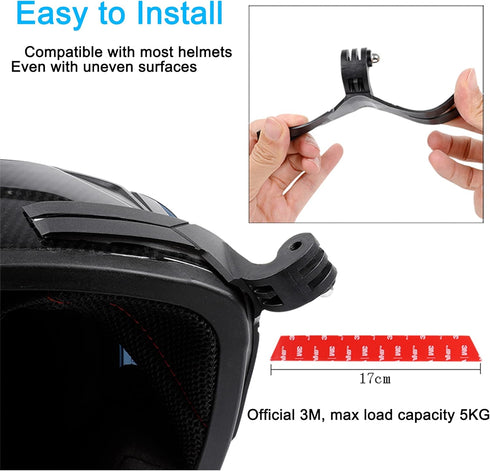PellKing Universal Motorcycle Helmet Chin Action Camera Mount, Flexible Adhesive Helmet Mount Compatible with GoPro Hero11 10 9 8 7 6 5 Black,Insta360,AKASO,DJI Action Sports Cam Accessories