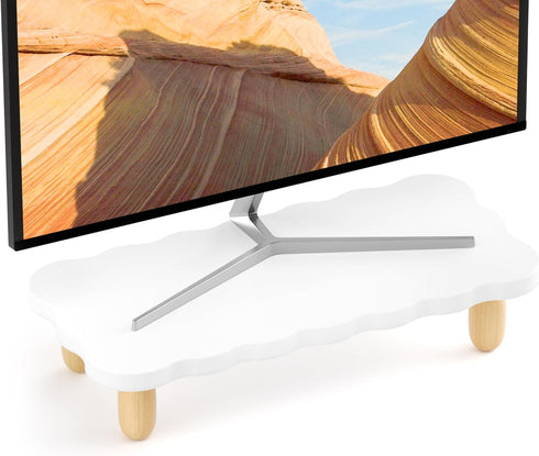 AFOOYO Monitor Stand Riser, Cookie-Shaped Sturdy Wood Computer Monitor Stand for Desk,