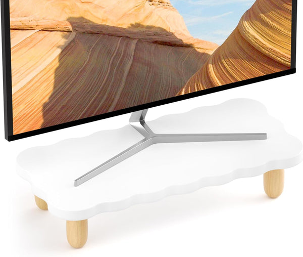 AFOOYO Monitor Stand Riser, Cookie-Shaped Sturdy Wood Computer Monitor Stand for Desk,