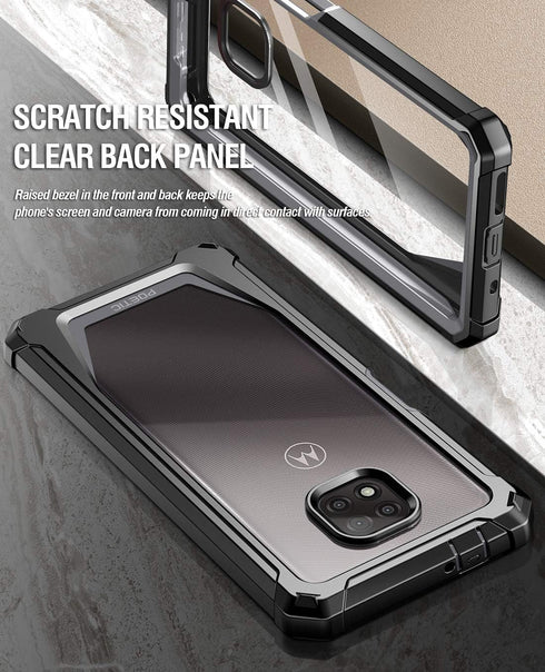 Poetic Guardian Case for Motorola Moto G Power (2021), Full-Body Hybrid Shockproof Bumper Cover, Black/Clear, 20FT