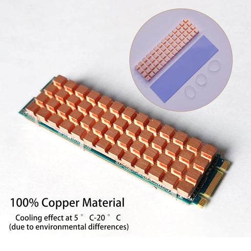M.2 2280 SSD Heatsink Copper Kit, Cooler Heat Sink + Silicone Thermal Pad for M.2 SSD, NVME SSD Cooling