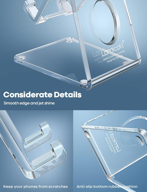 Lamicall Clear Cell Phone Stand, Transparent Phone Dock for Desk, Acrylic Office Accessories, Suitable for 4-8'' iPhone