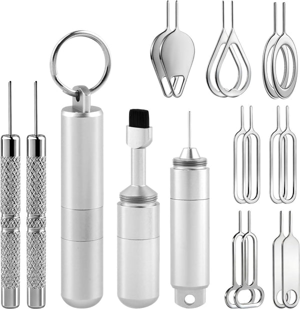 Yuanfenron Alloy Steel SIM Card Tray Removal Tool with Cleaning Brush & Keyring,